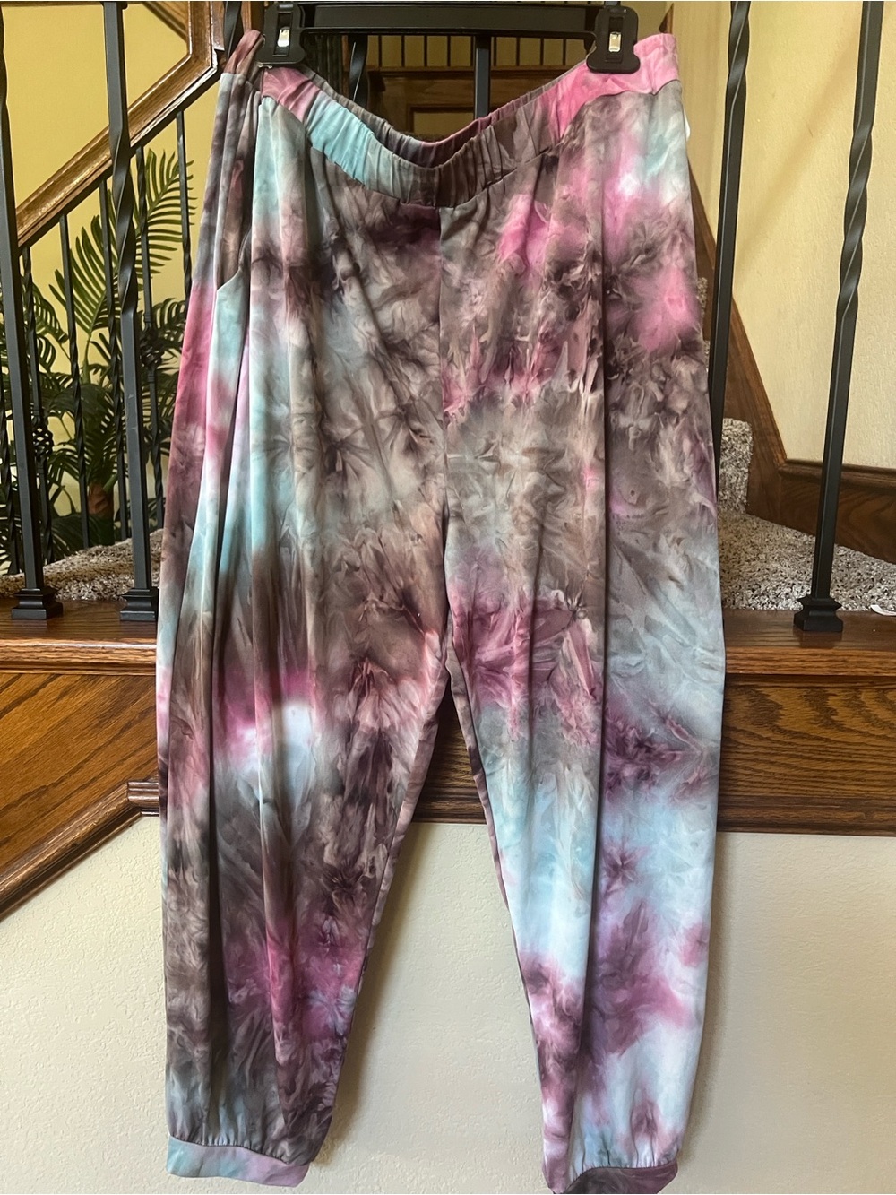 West Kei Pink, Blue & Gray Tie-Dye Lounge Pants